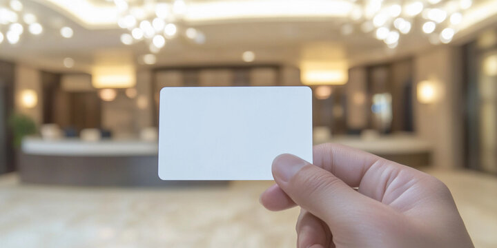 Digital access card held in a modern lobby space Generative AI