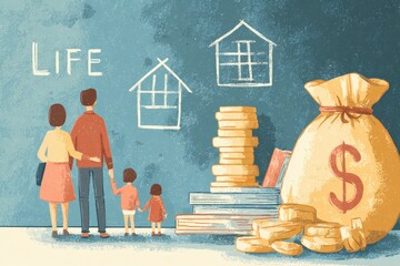Illustrating the importance of life insurance for families and their financial security in a modern setting