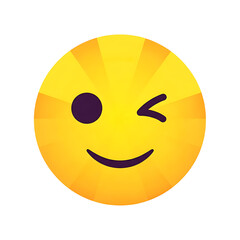 Fototapeta premium Playful Yellow Emoji Winking, Happy, Sunburst Design, Vector Illustration, Digital Art.