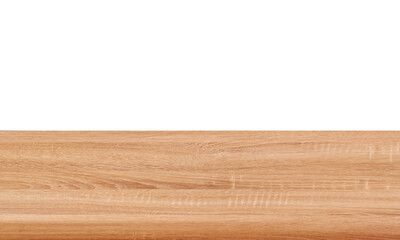 Long wooden table isolated on white background in vintage design empty kitchen counter interior  PNG transparent.
