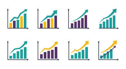 Colorful bar graphs showing growth trends