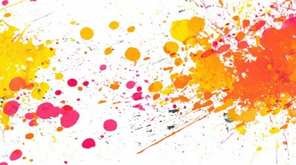 Fototapeta premium Colorful paint splatters on a white background.
