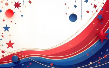 Translation: national liberation day, South Korea nation independence festival celebration, Gwangbokjeol, flag color combination patriot banner, copy space, red and blue geometric design with shapes