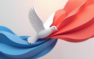 korea liberation day concept with dove and related theme color 3d low poly graphic, generative AI. High quality