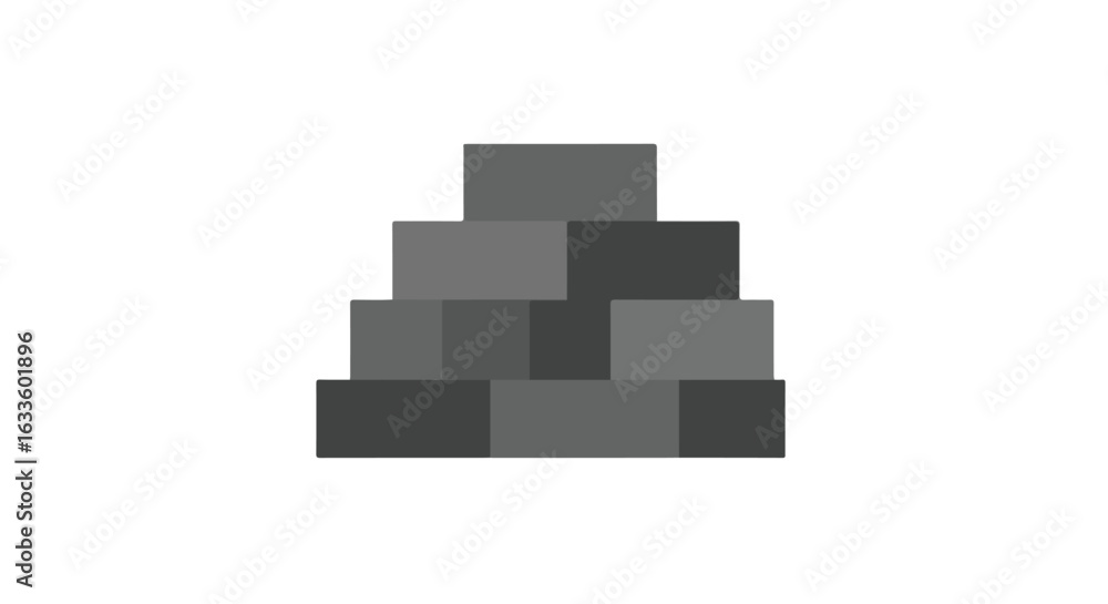 Poster Pyramid-shaped stack of gray rectangular blocks