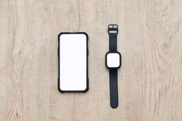 Connecting your smartwatch to your smartphone, brown background