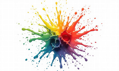 Vibrant Rainbow Paint Splash Explosion