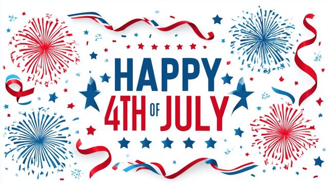 Celebrating Independence Day with festive decorations and fireworks in red, white, and blue colors