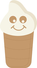 Cute smiling vanilla ice cream cone