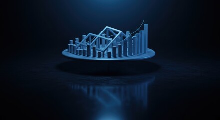 3D visualization of futuristic data analysis and market trends presented with a futuristic design