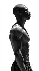Dramatic silhouette in profile view against light background