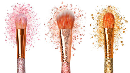 Makeup brushes with glitter dust