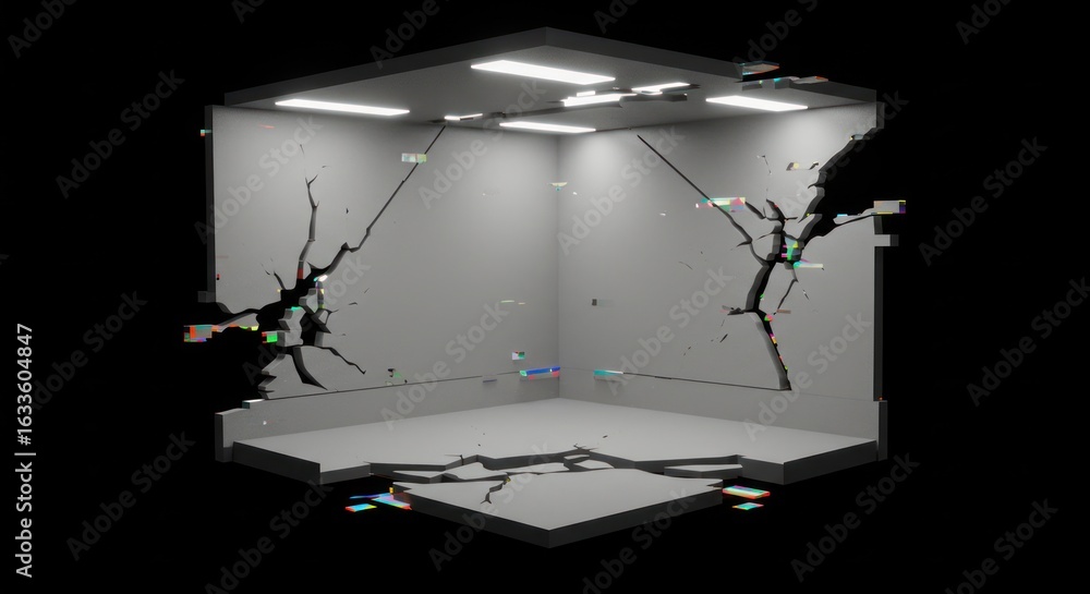 Poster digital distress anomaly a stark portrayal of structural collapse and fractured reality
