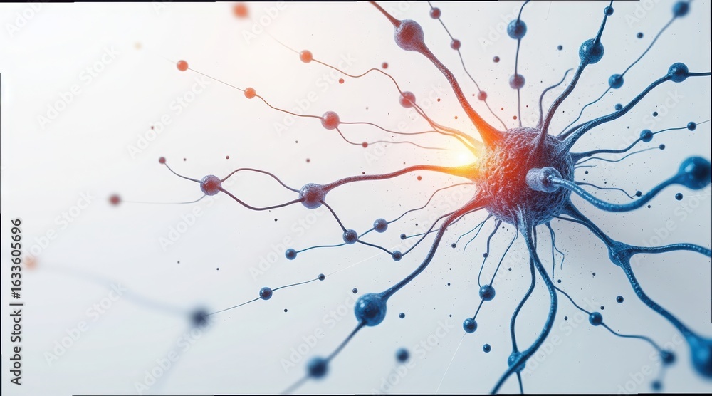 Poster detailed visualization of drug targeting in neural networks and cells