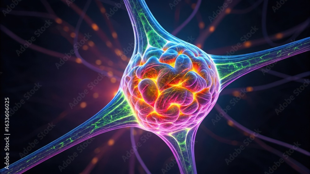 Poster detailed render of a synapse modulated by experimental techniques