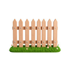 Obraz premium Vector design of a rural brown wooden fence with green grass