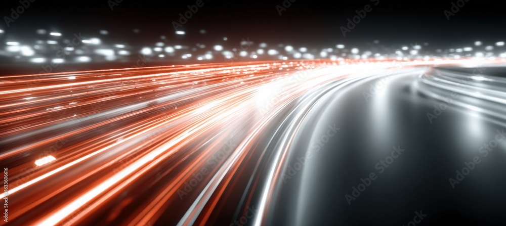 Poster dynamic streaks of light, abstract speed concept, futuristic backdrop with light trails