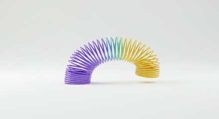 Rainbow Slinky Toy: A Colorful Nostalgic Delight on a Seamless White Background
