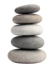 Fototapeta premium Stack of smooth stones isolated on transparent background