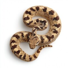 Naklejka premium A mesmerizing top-down view of a viper in a spiral formation. The snake's scales showcase intricate patterns.