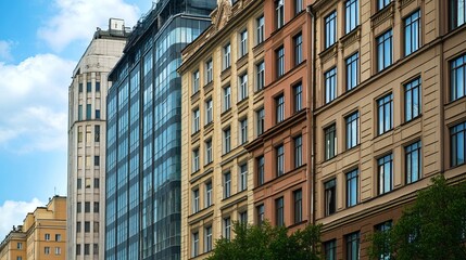Obraz premium Modern and historical apartment buildings