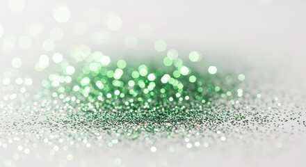 Fototapeta premium Green Glitter Macro Texture for 14 August Celebration 