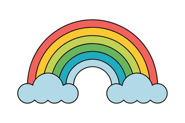 Rainbow coloring line art vector illustration on white background
