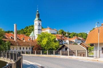 Medieval Castle and old town of Skofja Loka, Slovenia, popular tourist destination