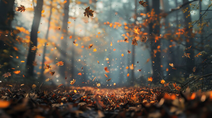 
"Autumn park with orange leaves in 8K