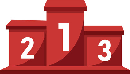 Winners Podium Illustration in Red and Maroon – First, Second, and Third Place Victory Stage”


