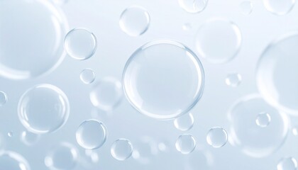 Pristine Transparent Bubbles Suspended in a Bright Serene Blue Haze.
