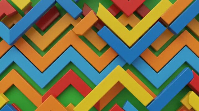Colorful chevron zig zag pattern on white background abstract design
