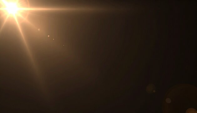 Radiant Golden Starburst with Anamorphic Lens Flare and Bokeh.