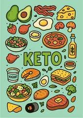 Keto Doodle Food Style EPS