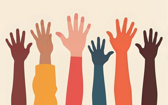 Celebrate international left handers day with diverse hands raised in unity and left handed pride event. High quality