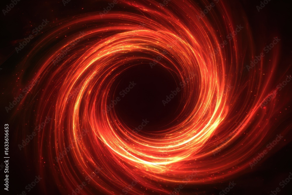 Poster fiery portal with red energy vortex loop creating a mesmerizing visual effect in a dark cosmic backg
