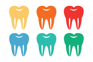 set of teeth dental icons set vector illustration on white background