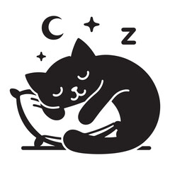 Minimalist Sleeping Cat Vector Illustration
