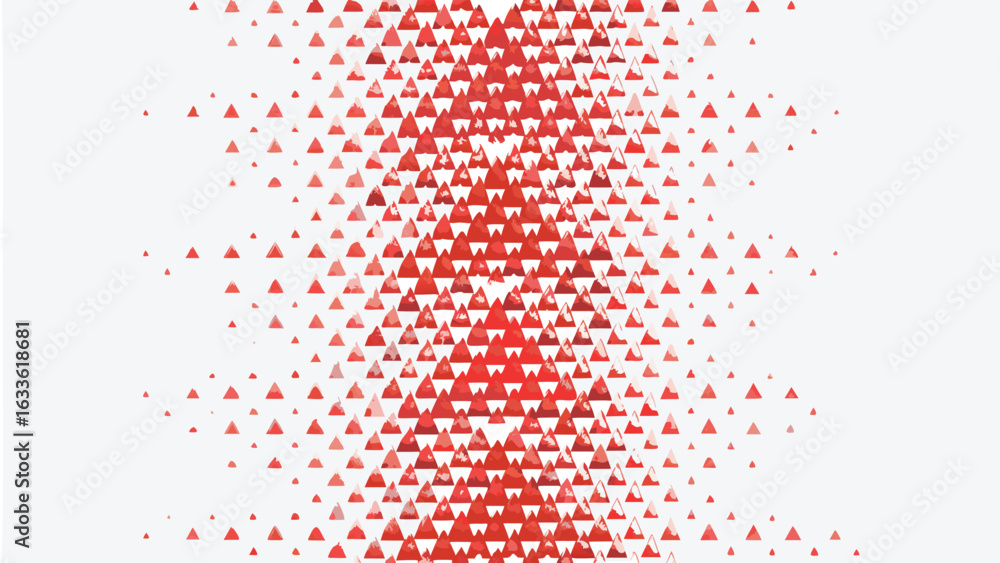 Poster red triangles arranged in a central diamond shape fading towards the edges of the composition design