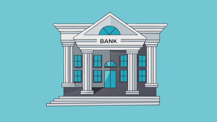 bank building vector illustration with flat design style