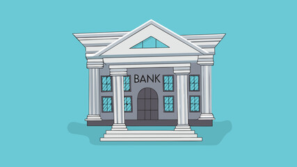 bank building vector illustration with flat design style