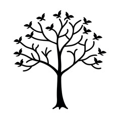 Silhouette of a Tree with Bird-like Leaves