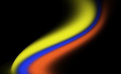 Neon color flow blurred, futuristic banner design, dark orange yellow blue black color gradient background, grainy texture effect.