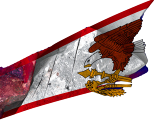 American Samoa Flag Draped Across Textured Stone Block, Angled View with Strong Fabric Contrast, Isolated on Transparent Background PNG