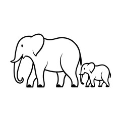 Fototapeta premium A family of elephants walking together