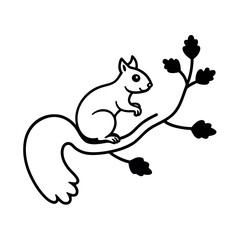 Obraz premium A squirrel on a tree branch illustration