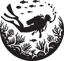 Scuba Diver Vector Silhouette