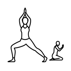 Fototapeta premium Yoga Flow Sequence with Warrior and Kneeling