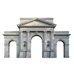 Obraz premium Grand neoclassical archway monument isolated on transparent background