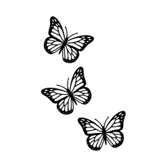 monarch butterflies in flight vector set